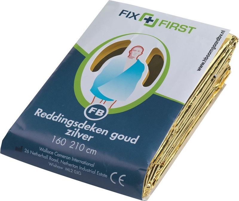 Reddingsdeken fixfirst folie 160x210cm zilver/goud | 1 stuk