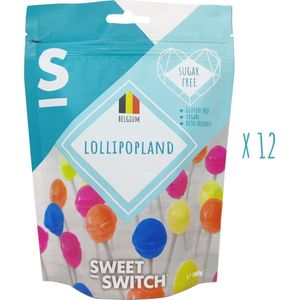 SWEET-SWITCH® - 12 x 100 g - Lollipopland - Fruit Lollipops - 144 Lollies - Lolly - Snoep - Fruit - Suikervrij - Glutenvrij - Vetvrij
