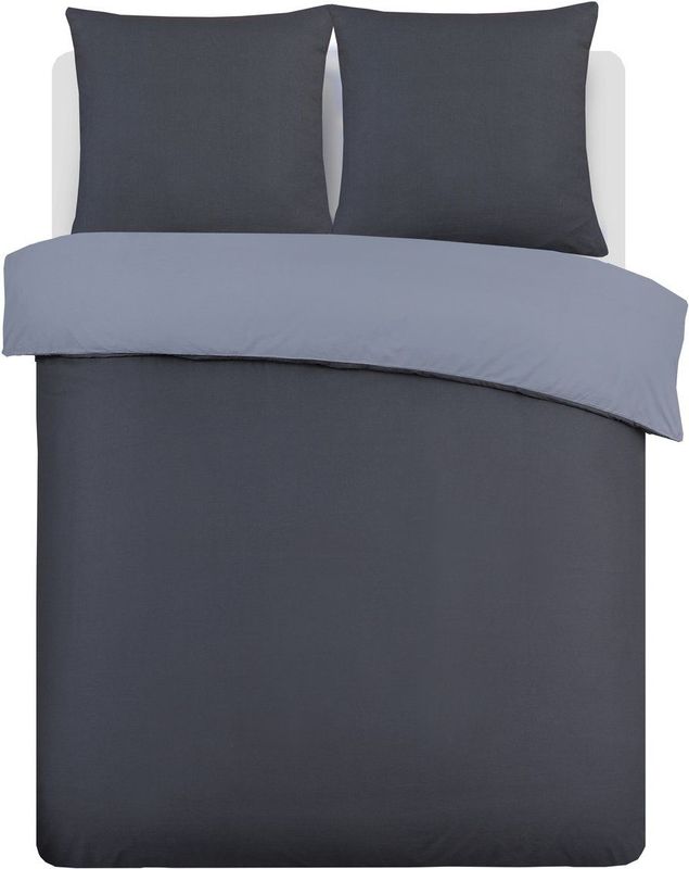 Vision - Dekbedovertrek - Anthraciet/Grijs - 100% Katoen - Omkeerbaar met 2 Slopen