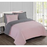 Vision tweezijdig dekbedovertrek - grijs/roze - éénpersoons - 140 x 200cm met 1 bijhorende sloop