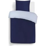 Vision - Omkeerbaar Dekbedovertrekset - Blauw/Grijs - 100% Katoen