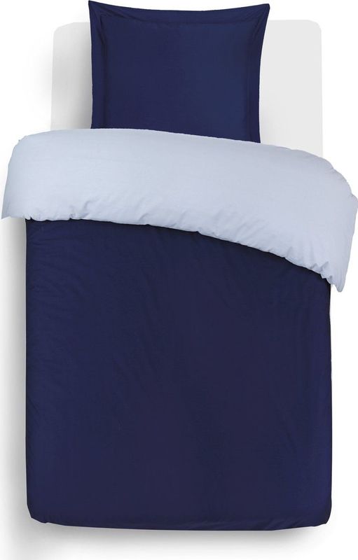 Vision - Omkeerbaar Dekbedovertrekset - Blauw/Grijs - 100% Katoen