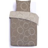 Vision Lenny beige - Omkeerbaar Dekbedovertrek 140x200cm met 1 bijhorende sloop - 1persoonsbed - 100% katoen