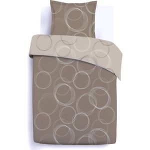 Vision Lenny beige - Omkeerbaar Dekbedovertrek 140x200cm met 1 bijhorende sloop - 1persoonsbed - 100% katoen