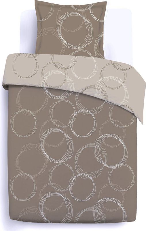 Vision Lenny beige - Omkeerbaar Dekbedovertrek 140x200cm met 1 bijhorende sloop - 1persoonsbed - 100% katoen