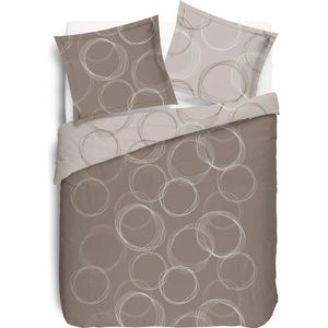 VISION - Lenny - Dekbedovertrek - Taupe - 100% Katoen - Omkeerbaar
