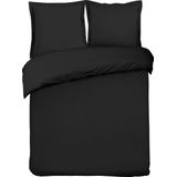 VISION Dekbedovertrekset Uni Zwart - Dekbedovertrek 200 x 200cm met 2 slopen - Tweepersoonsbed - 100% katoen