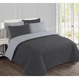 Vision Flanel Antraciet/grijs - Omkeerbaar - Dekbedovertrek 240x220cm met 2 slopen - 100% Katoen Flanel