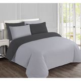 Vision Flanel Antraciet/grijs - Omkeerbaar - Dekbedovertrek 200x200cm met 2 slopen - 100% Katoen Flanel