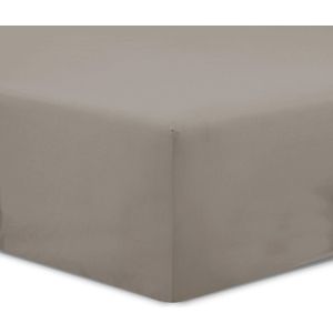 VISION Hoeslaken - 200x200 cm - Taupe - 100% katoen