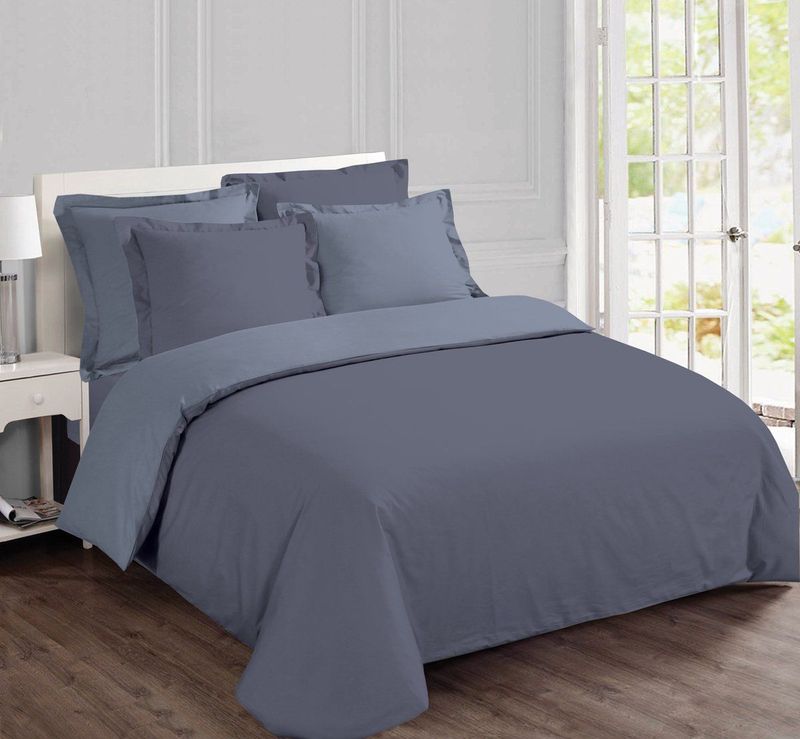 VISION - Bicolor - Dekbedovertrekset - Grijs/lichtgrijs - Lits-jumeaux - 240 x 220 cm met bijhorende slopen