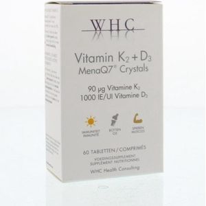 Vitamine K2 + D3 - Natuurlijke Vitaminen - 95% MenaQ7 Crystals - Cholecalciferol
