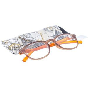 Pharmaglas Bruin oranje ronde leesbril +2,50 1 stuks
