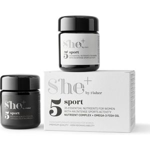SHE+ SPORT - vitamine - 30 tabletten + 30 omega 3 capules - natuurlijk vitaminen A - D3 - E - K2 - follium zuur B11 - B12-