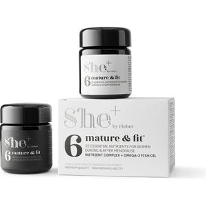 SHE+ MATURE & FIT - vitamine - 30 tabletten + 30 omega 3 capsules - natuurlijk vitaminen A - D3 plantaardig - E - K2 - folliumzuur B11 - B12