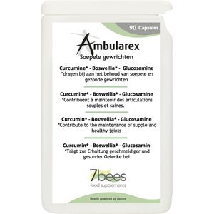 7Bees | Ambularex 90 capsules | Voor soepele gewrichten | Curcumine (BCM-95®) - Boswellia (Aprèsflex®) - Glucosamine (vegan) | 100% Plantaardig zonder enige toevoeging