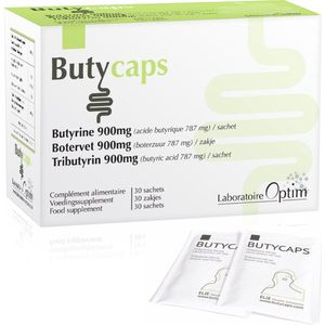 Optim Butycaps - 30 Sachets - 900mg butyrine (Botervet of tributyrin) - equivalent van 787 mg boterzuur (butyraat, butyrate) - darmtransit