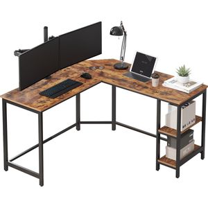 ACAZA Bureau - Hoekbureau - Vintage Bruin - 138 x 138 x 75 cm (B x D x H) - Gaming Bureau - Bureau Gaming - Hoekbureau Gaming - Bureaus - Bureau Zwart