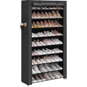 ACAZA Groot Schoenenrek met 9 Niveaus - tot 40 Paar Schoenen - 88cm breed en 160cm hoog - Zwart