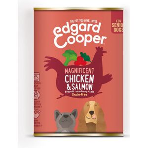Edgard & Cooper Kip & Zalm Blik - Voor senior honden - Hondenvoer - 400g