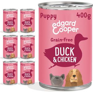 6x Edgard & Cooper Blik Honden Natvoer Puppy Hondenvoer Eend - Kip 400 gr