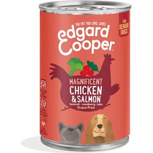 6x Edgard & Cooper Blik Honden Natvoer Senior Hondenvoer Kip - Zalm 400 gr