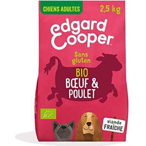 Edgard Cooper Droogvoer voor honden, rundvlees en biologische kip, 2,5 kg, graanvrij, vers vlees en hoogwaardige eiwitten, echte ingrediënten voor honden, hypoallergeen, zonder toegevoegde suiker
