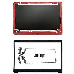 WANGHUIH Rode LCD-achterklep bovendeksel + bezel + scharnieren + scharnieren, cover compatibel met HP 15-BS053od 15-BS033cl 15-BS0xx laptop