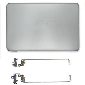 WANGHUIH LCD-achterklep bovendeksel + scharnier scharnier compatibel met HP 15-AC 15-AF 250 255 G4 TPN-C126 C125 Serie (zilver A+H)