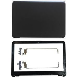 WANGHUIH LCD Achterkant Bovenste Deksel Bezel Scherm Scharnieren Compatibel met HP 15-AC 15-AF 250 255 G4 TPN-C126 C125 Serie (zwart A+B+H)