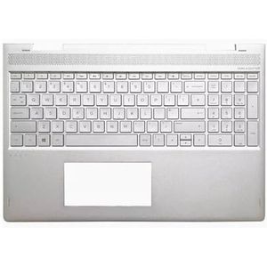 Palmrest Upper Case with Backlit Keyboard UK/IT Italian/FR Frans Compatibel met HP 15-BP 15M-BQ TPN-W127 Zilver (UK versie)