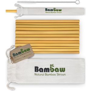 Bambaw Bamboerietjes, 22 cm, milieuvriendelijk, biologisch afbreekbaar en herbruikbaar, handgemaakt in Bali, inclusief reinigingsborstel en opbergtas