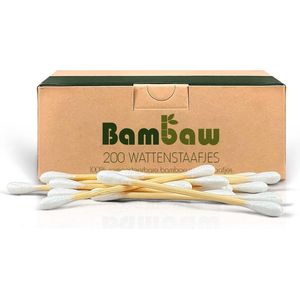 Bamboe Wattenstaafjes | 200 Stuks | Eco Wattenstaafjes | Houten Wattenstaafjes | Milieuvriendelijke Verpakking | Recyclebare & Biologisch Afbreekbare Wattenstaafjes | Bambaw