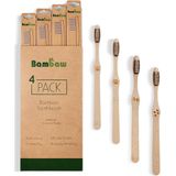 Bambaw - Bamboe Tandenborstel - Medium - 4 Stuks - Antibacteriële Tandenborstel - 100% Biologisch Afbreekbare Handgreep