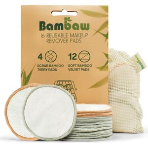 Bambaw Wasbare Wattenschijfjes - 16 stuks met Waszakje - Herbruikbaar