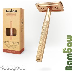 Metalen Veiligheidsscheermes | Roségoud | Nat Scheren voor Mannen & Vrouwen | Geschikt voor Alle Double Edge Mesjes | Safety Razor | Metalen Scheermes | Bambaw