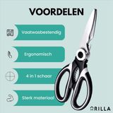 Grilla - Professionele Keukenschaar - Zwart - Vaatwasserbestendig - RVS