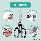 Grilla - Professionele Keukenschaar - Zwart - Vaatwasserbestendig - RVS