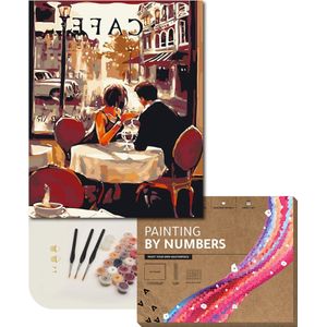 ARTECO® Schilderen Op Nummer – Painting By Numbers – Volwassenen + Kinderen – Met Frame – Café à Paris - Cadeau