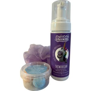 BubblyBubbles® Kadoosje 2 Unicorn - Showerfoam 175ml - Mini bruisballen - Badspons