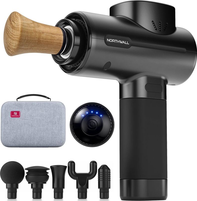 Northwall Massage Gun Professioneel PRO - Massage Pistool Inclusief Koffer en 6 Opzetstukken incl. E