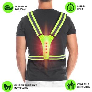 Life-X Hardloopvest met verlichting - Hardloop Accessoires - Hardloopverlichting - Hardloopvest - Veiligheidsvest - Reflectievest - Groen & Rood LED - One size fits all