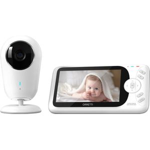 Orretti® V10 Babyfoon met camera - MEGA LCD Scherm - Nieuw Model - Terugspreekfunctie - Temperatuurbewaking - Slaapliedjes - Lange Afstand en hoge Batterij Capaciteit - Wit