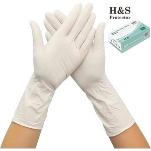 H&S PROTECTOR - Extra lang Nitril handschoenen - 305mm lang - Wegwerp handschoenen - Wit - L - Poedervrij - 100 stuks