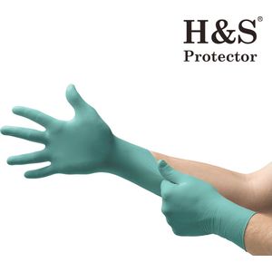 H&S PROTECTOR - Nitril handschoenen - Wegwerp handschoenen - Turkoois - M - Poedervrij - 100 stuks