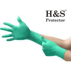 H&S PROTECTOR - Nitril handschoenen - Wegwerp handschoenen - Groen - M - Poedervrij - 100 stuks