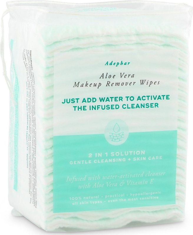 Adephar Make-up Remover wipes 2 in 1 - Aloe (3 + 1 pack)