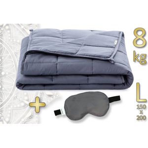 TAO NIDRA - Verzwaringsdeken - 8kg (persoon 75-84+kg) incl. verzwaard oogmasker - ontspannend effect - diepere slaap - weighted blanket - L (150x200cm)