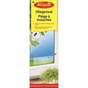 Aeroxon – Vliegensticker – Voor venster – Vliegenval - Vliegenvanger - Vliegenvangers plakstrip – 4 stuks