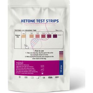 Ketonentest Teststrips 100 strips - Ketose test - Keto Sticks - Ketonen Test - Zakje